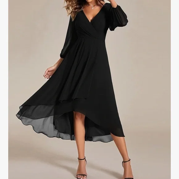 Ever Pretty Black Asymmetrical High-Low Cocktail Dress - Picture 1 of 6